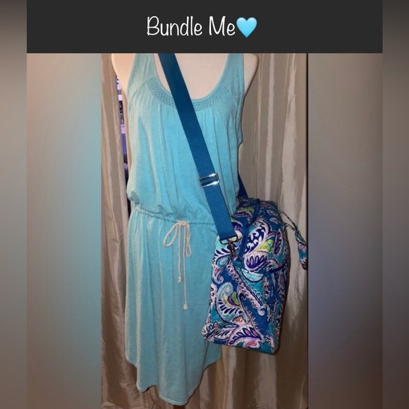 New! C&C California Sleeveless Turquoise Dream Catcher Drawstring Dress Size L🩵 - Picture 6 of 10